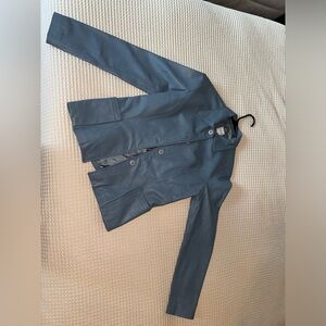 Blue leather jacket made in Brazil size small